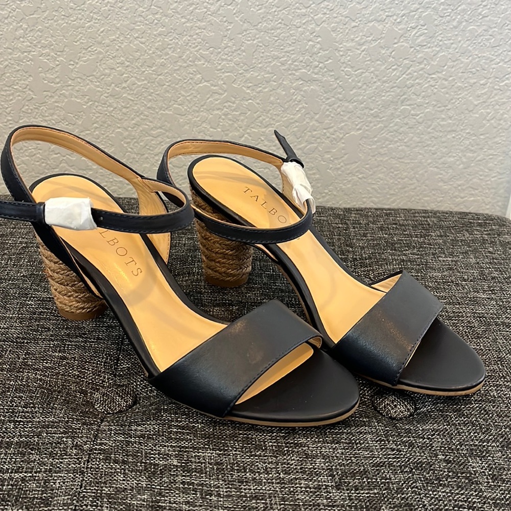 Talbots. 6. New without tag. Black heel sandals.